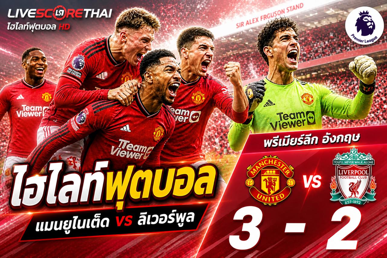 ไฮไลต์ฟุตบอล พรีเมียร์ลีกอังกฤษ :วันอาทิตย์ที่ 3 พ.ค 2569  : แมนฯ ยูไนเต็ด 3-2 ลิเวอร์พูล